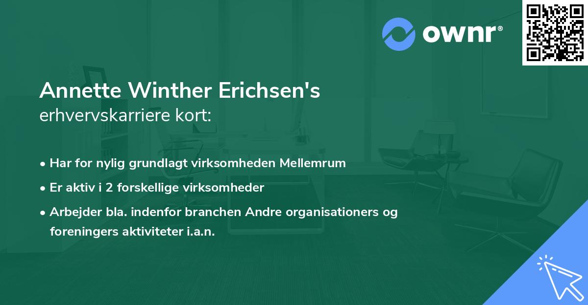 Annette Winther Erichsen's erhvervskarriere kort