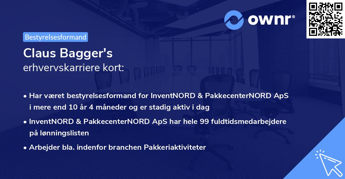 Claus Bagger's erhvervskarriere kort