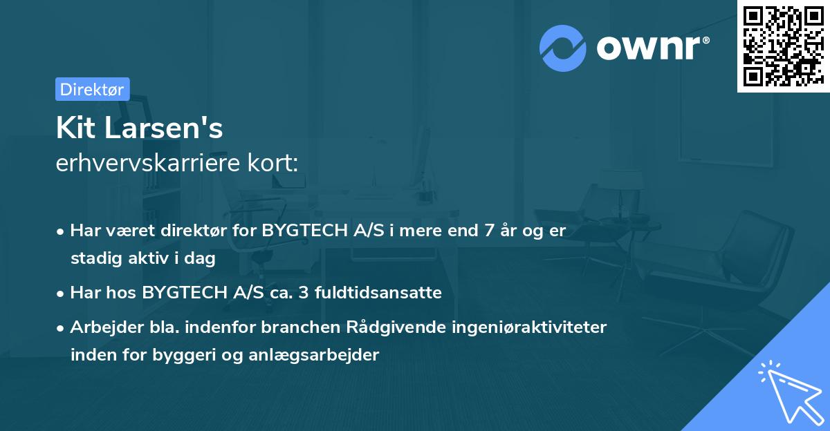 Kit Larsen's erhvervskarriere kort