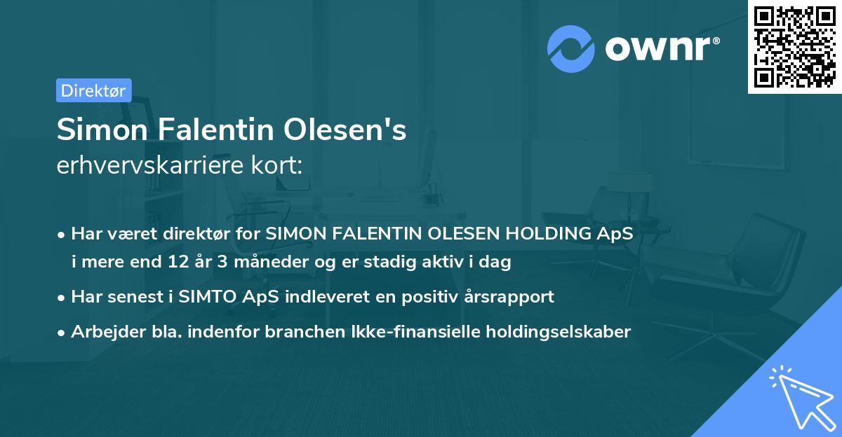 Simon Falentin Olesen's erhvervskarriere kort