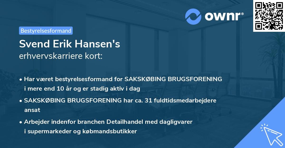 Svend Erik Hansen's erhvervskarriere kort