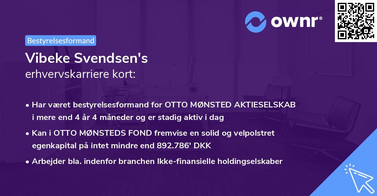 Vibeke Svendsen's erhvervskarriere kort