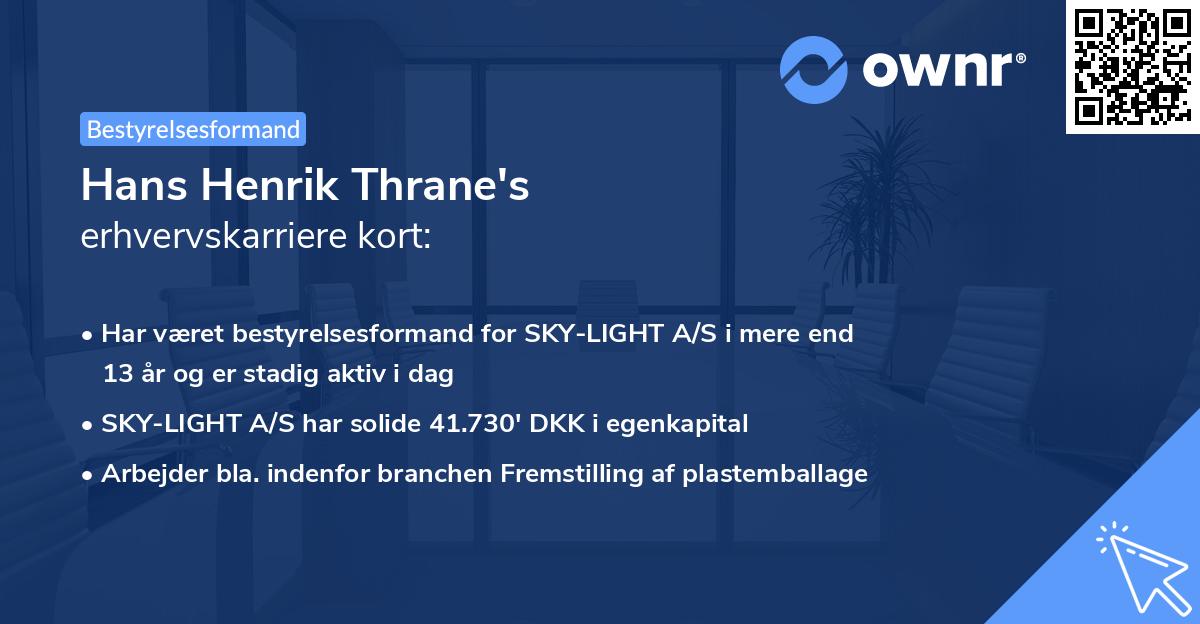 Hans Henrik Thrane's erhvervskarriere kort