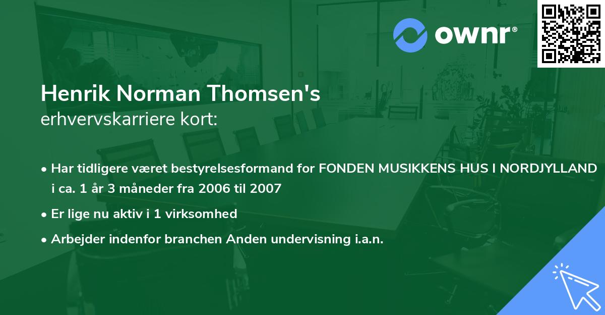 Henrik Norman Thomsen's erhvervskarriere kort