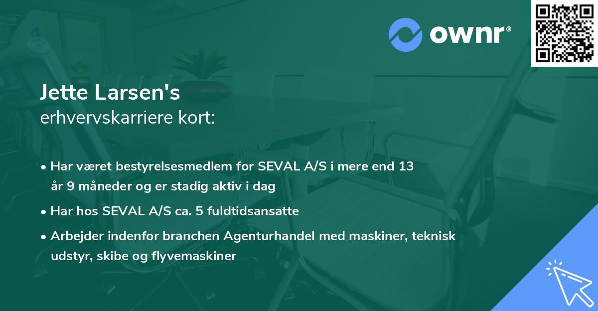 Jette Larsen's erhvervskarriere kort