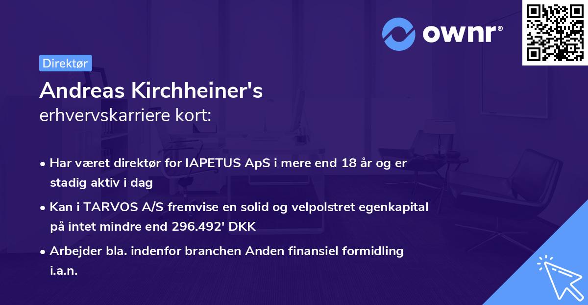 Andreas Kirchheiner's erhvervskarriere kort