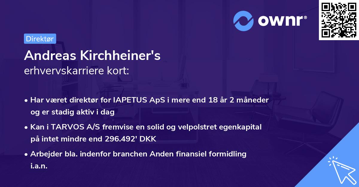 Andreas Kirchheiner's erhvervskarriere kort