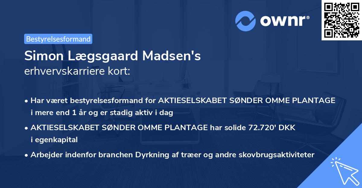 Simon Lægsgaard Madsen's erhvervskarriere kort