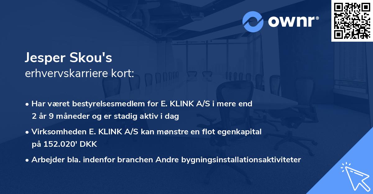 Jesper Skou's erhvervskarriere kort