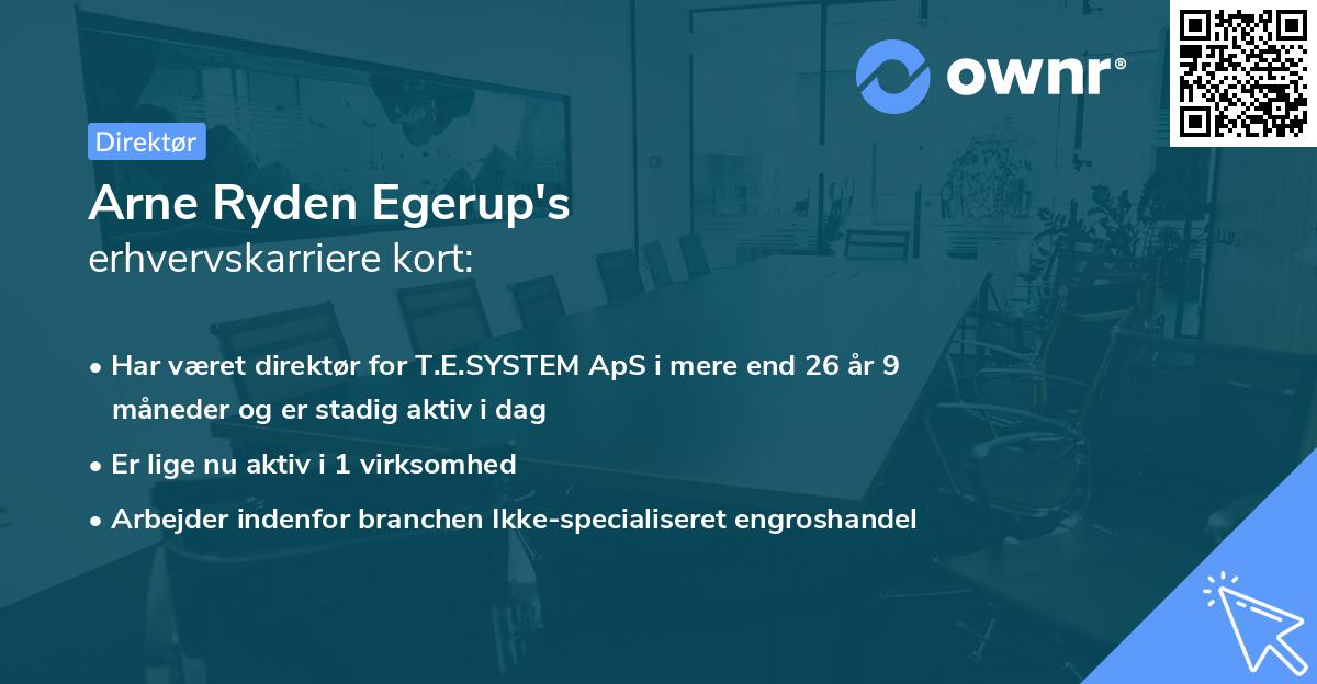 Arne Ryden Egerup's erhvervskarriere kort