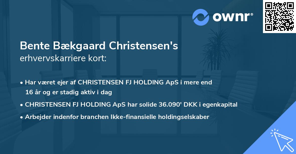 Bente Bækgaard Christensen's erhvervskarriere kort