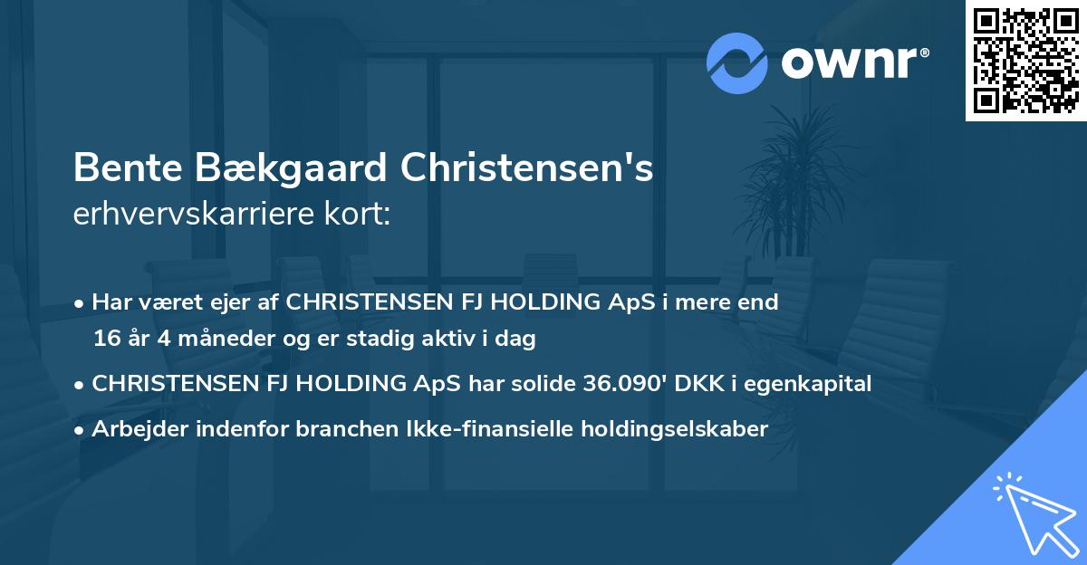 Bente Bækgaard Christensen's erhvervskarriere kort