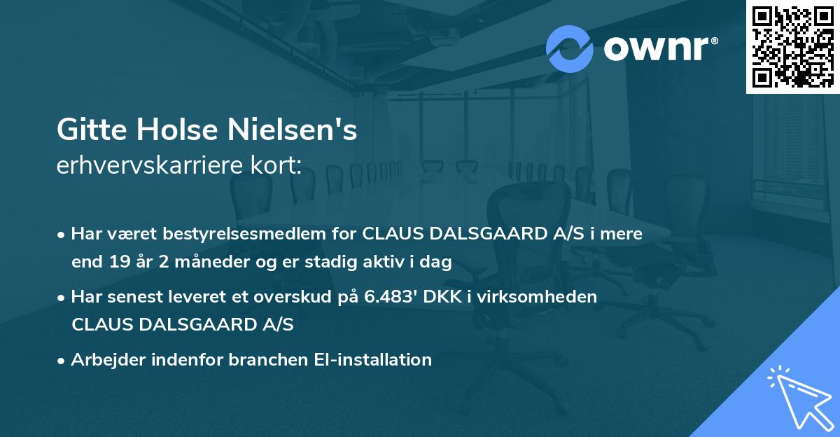 Gitte Holse Nielsen's erhvervskarriere kort