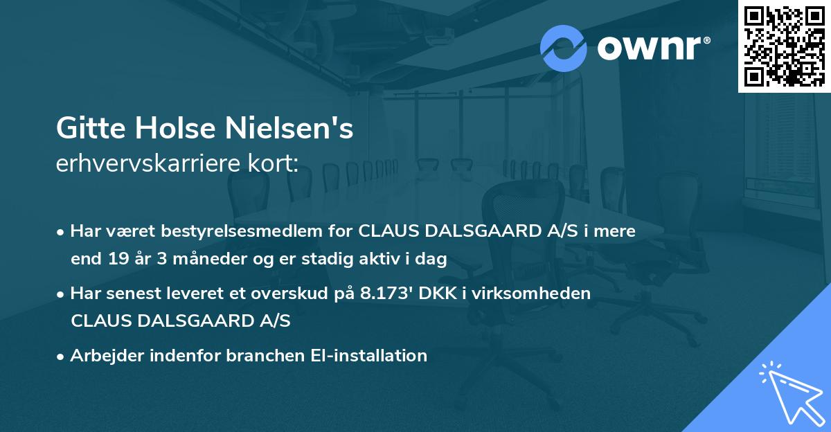 Gitte Holse Nielsen's erhvervskarriere kort