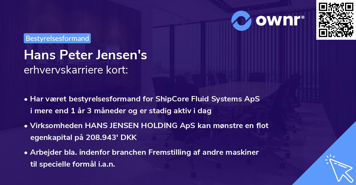 Hans Peter Jensen's erhvervskarriere kort