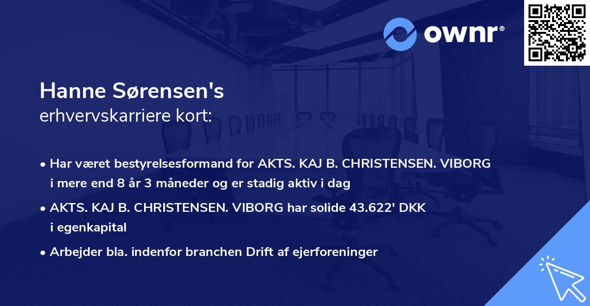 Hanne Sørensen's erhvervskarriere kort