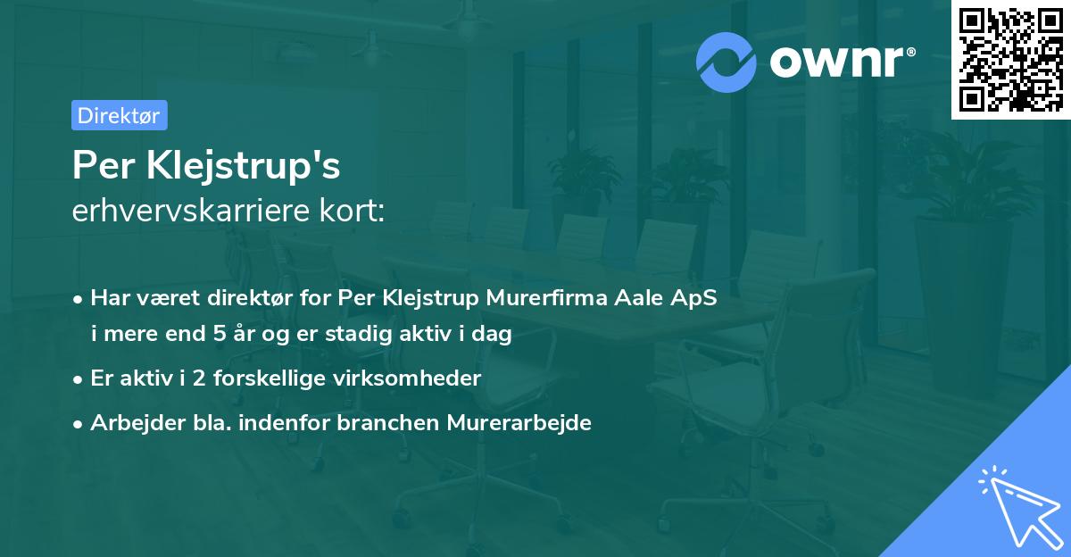 Per Klejstrup's erhvervskarriere kort