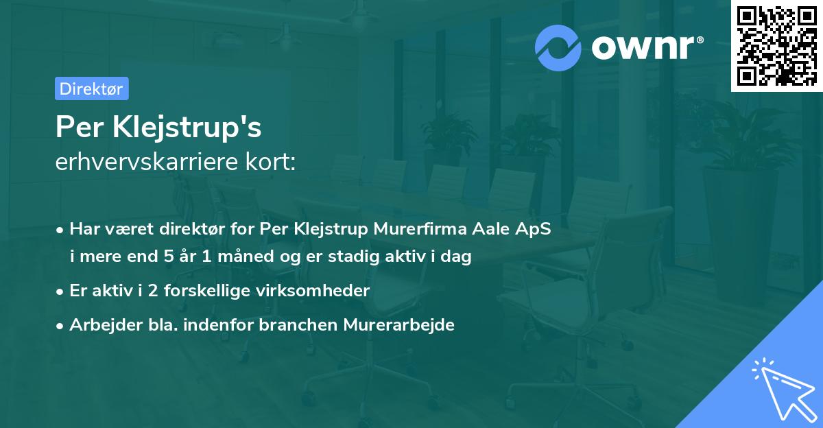 Per Klejstrup's erhvervskarriere kort