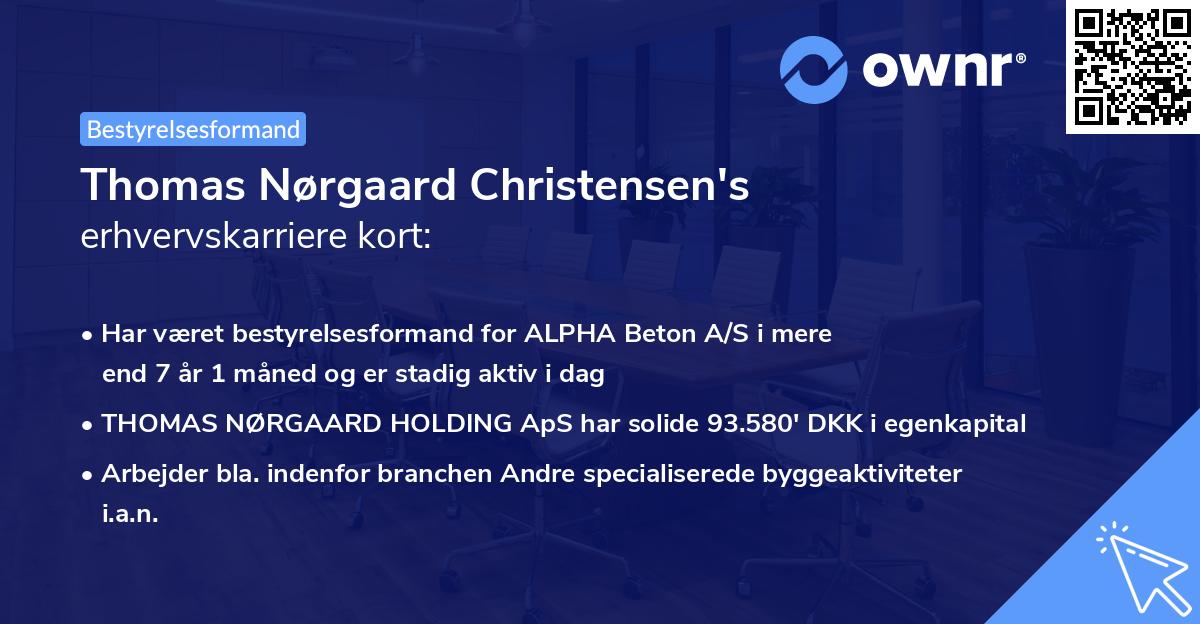 Thomas Nørgaard Christensen's erhvervskarriere kort