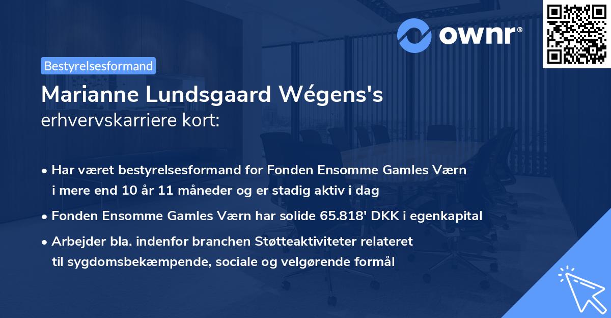 Marianne Lundsgaard Wégens's erhvervskarriere kort