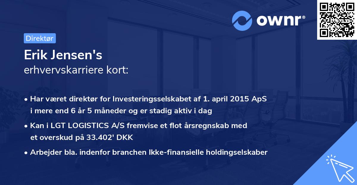 Erik Jensen's erhvervskarriere kort
