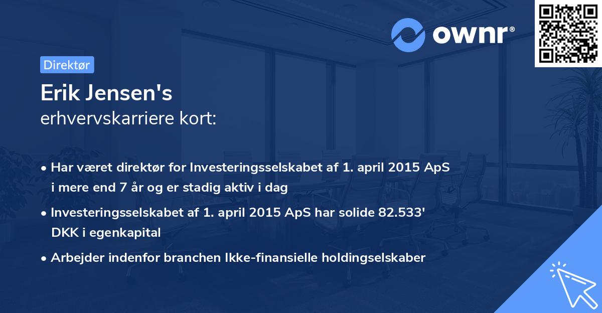 Erik Jensen's erhvervskarriere kort