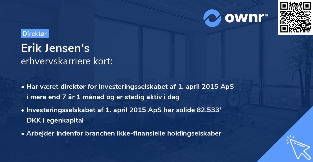 Erik Jensen's erhvervskarriere kort