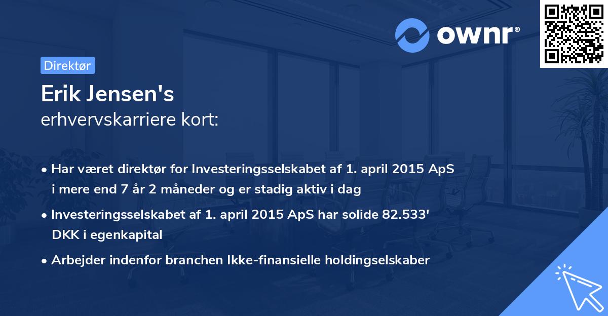 Erik Jensen's erhvervskarriere kort