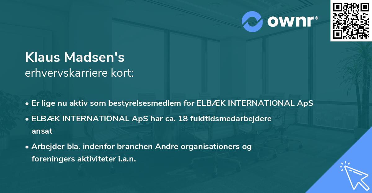 Klaus Madsen's erhvervskarriere kort