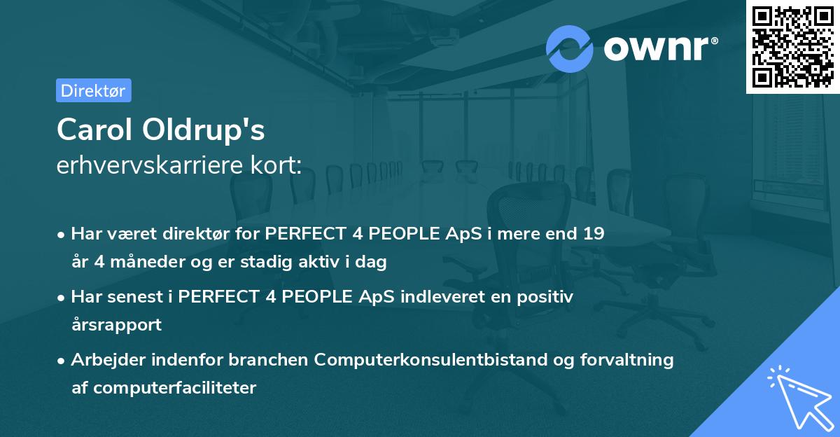Carol Oldrup's erhvervskarriere kort