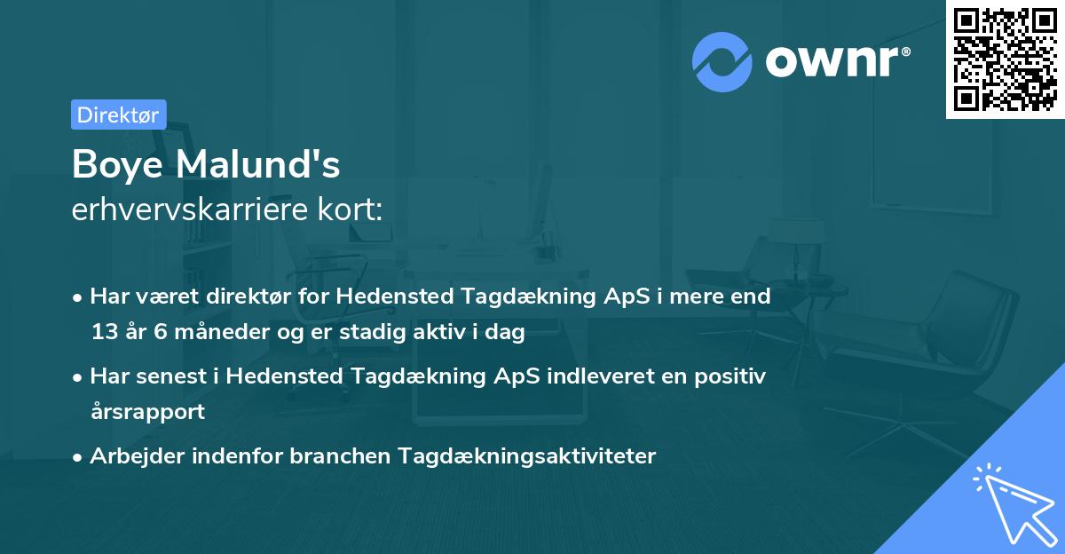 Boye Malund's erhvervskarriere kort