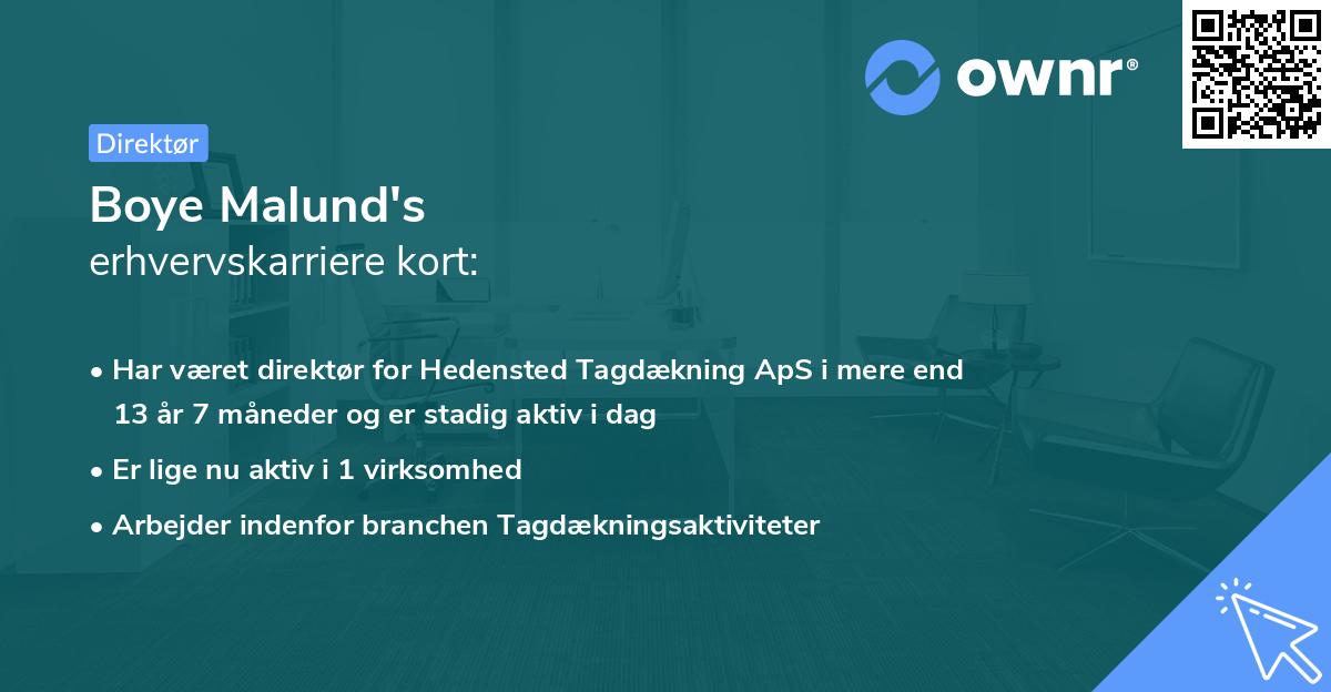 Boye Malund's erhvervskarriere kort