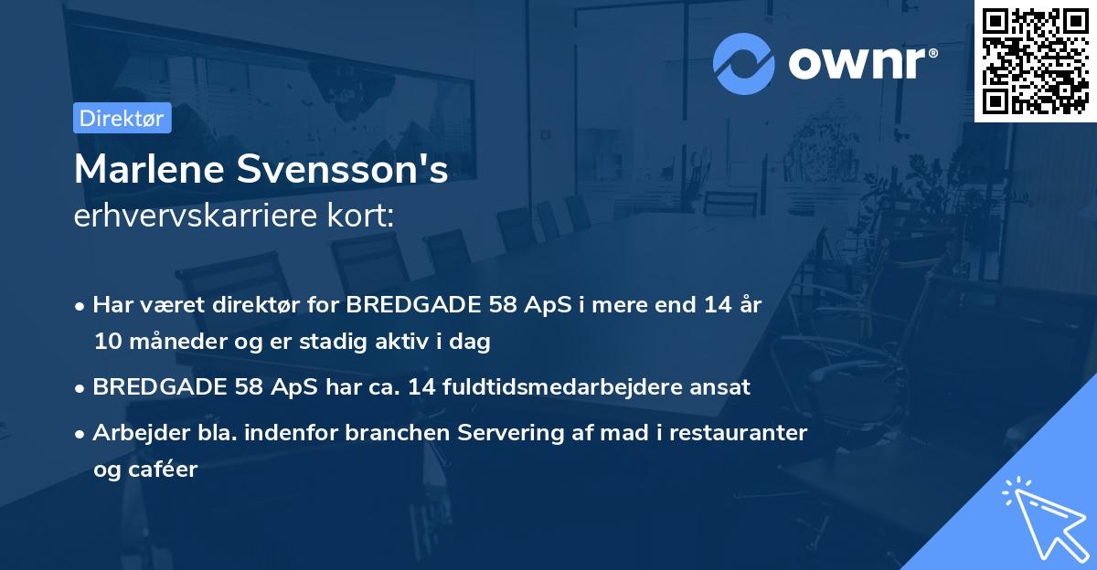 Marlene Svensson's erhvervskarriere kort