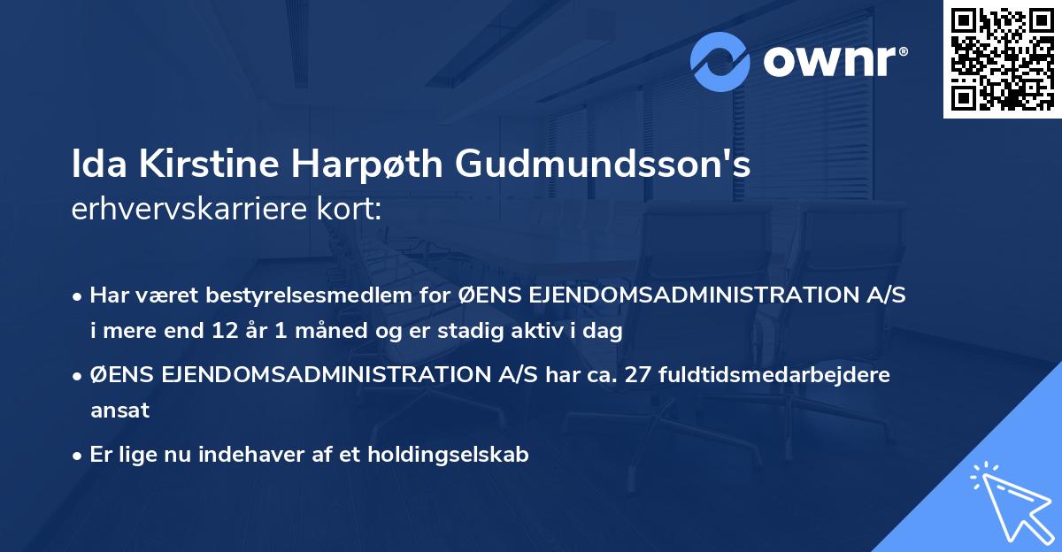 Ida Kirstine Harpøth Gudmundsson's erhvervskarriere kort