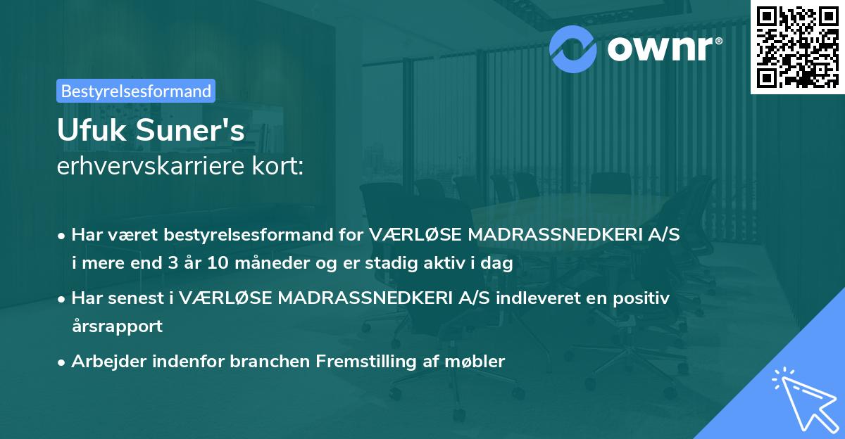 Ufuk Suner's erhvervskarriere kort