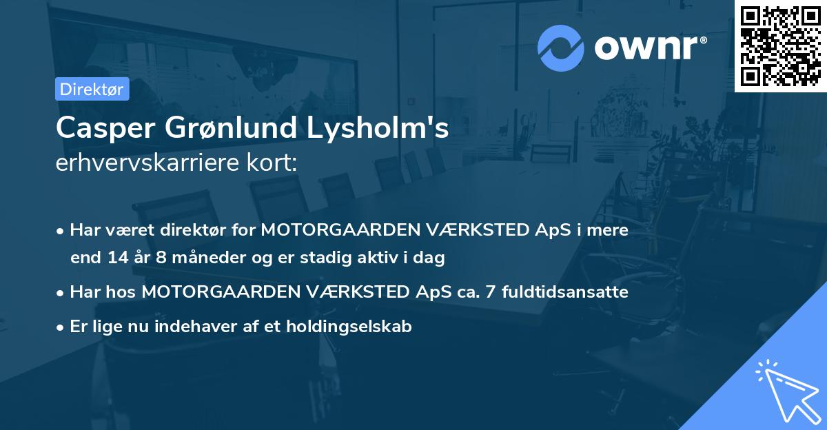 Casper Grønlund Lysholm's erhvervskarriere kort