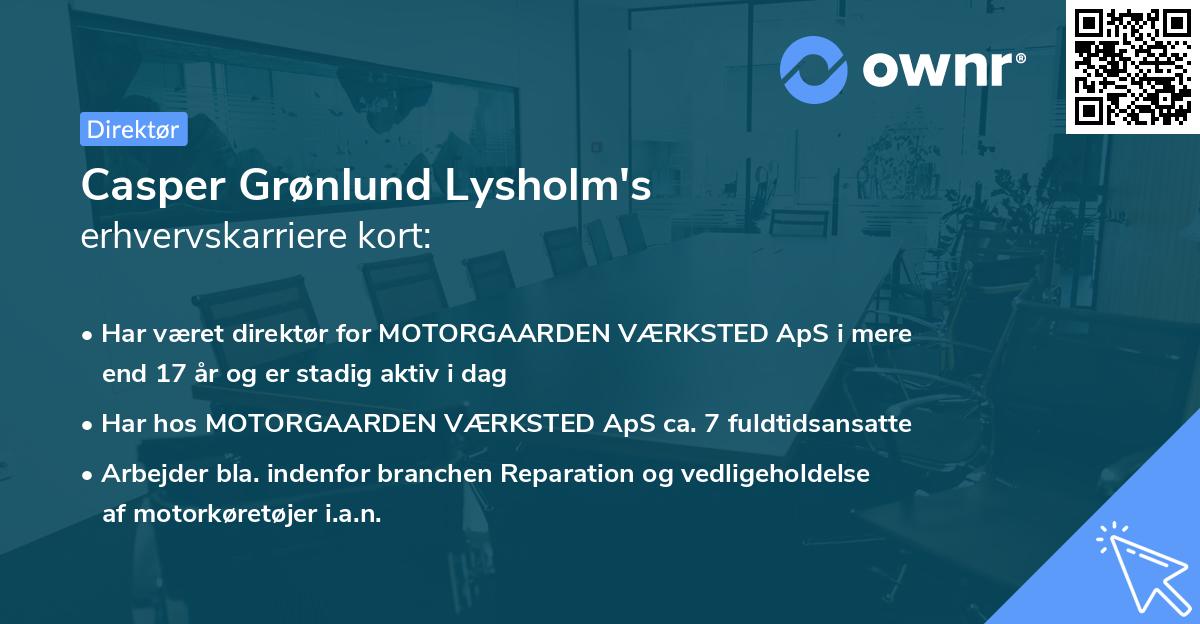 Casper Grønlund Lysholm's erhvervskarriere kort