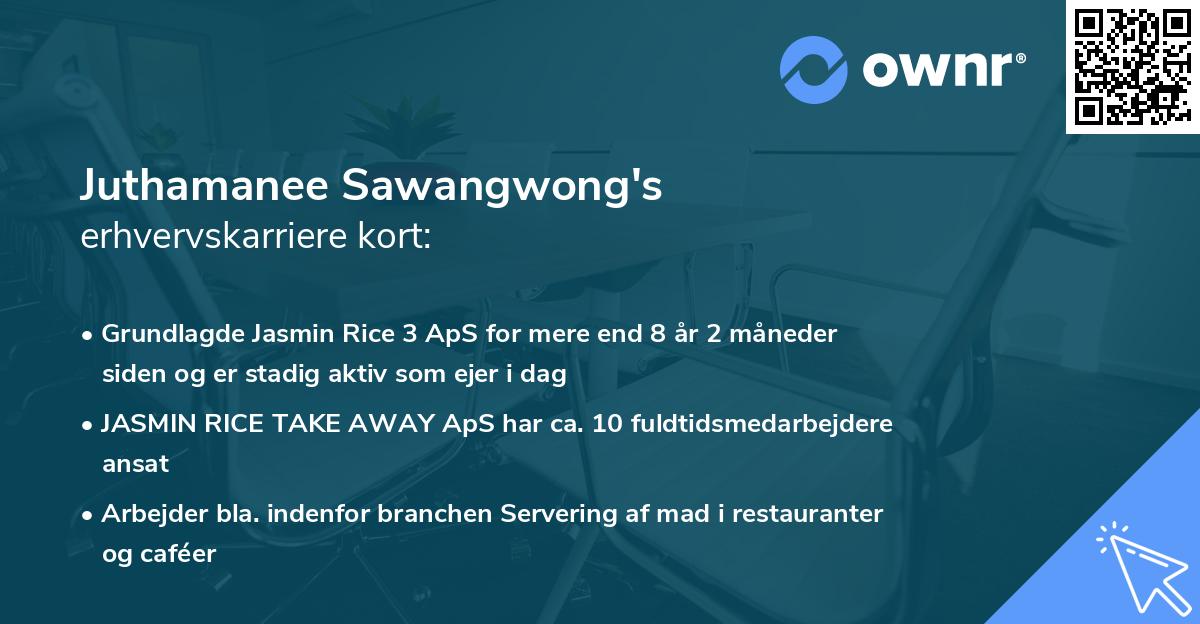 Juthamanee Sawangwong's erhvervskarriere kort