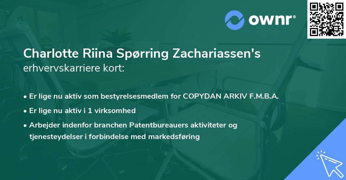 Charlotte Riina Spørring Zachariassen's erhvervskarriere kort