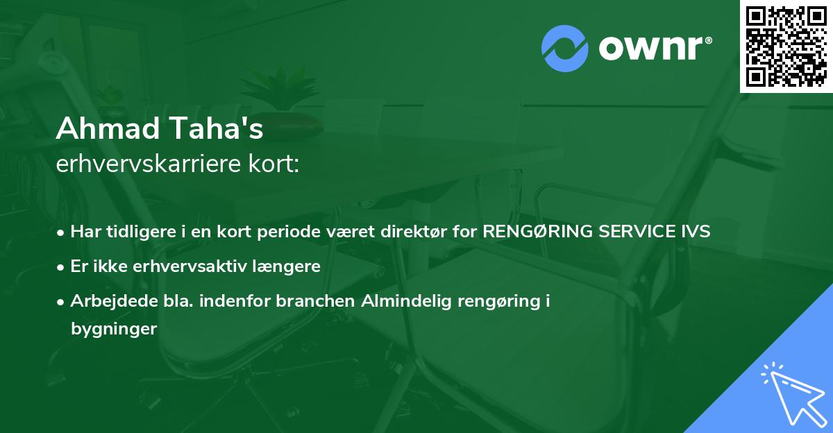 Ahmad Taha's erhvervskarriere kort