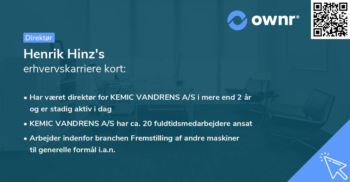 Henrik Hinz's erhvervskarriere kort