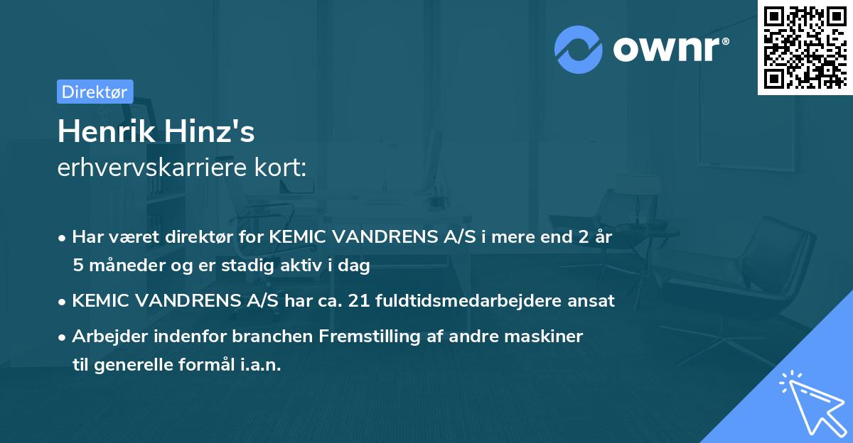 Henrik Hinz's erhvervskarriere kort