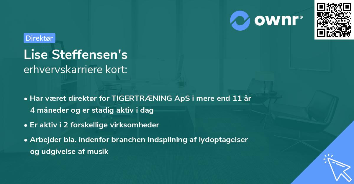 Lise Steffensen's erhvervskarriere kort