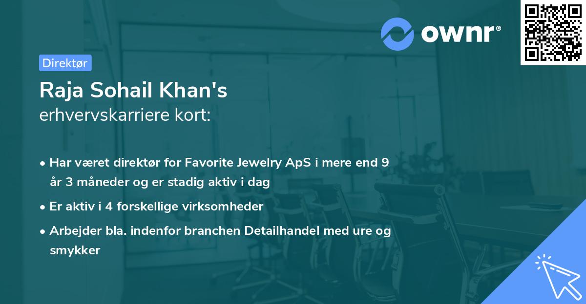 Raja Sohail Khan's erhvervskarriere kort