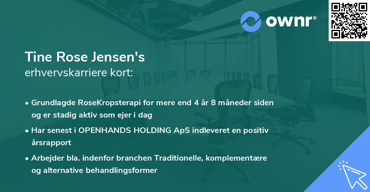 Tine Rose Jensen's erhvervskarriere kort