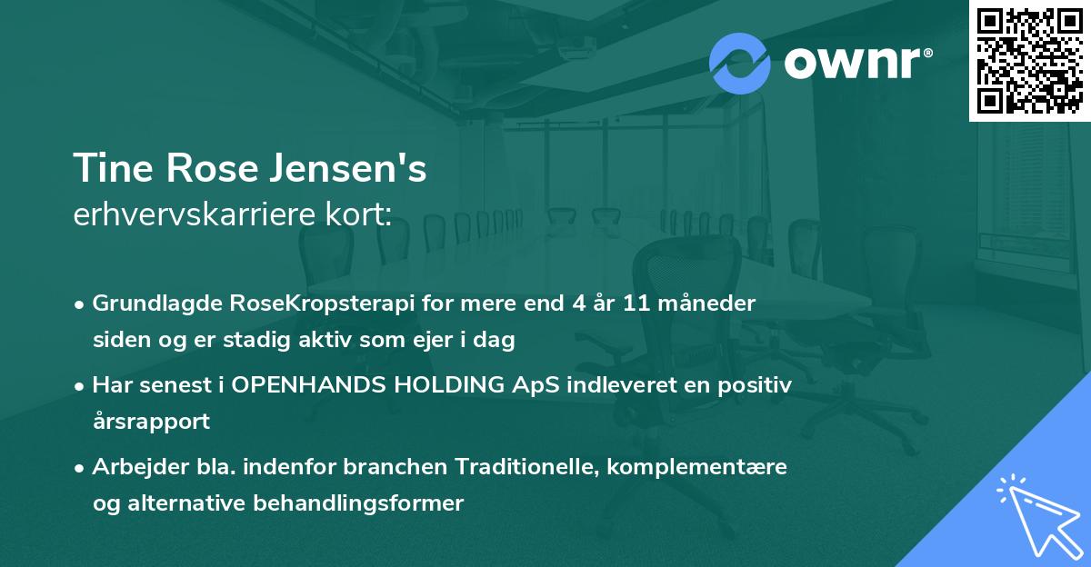 Tine Rose Jensen's erhvervskarriere kort