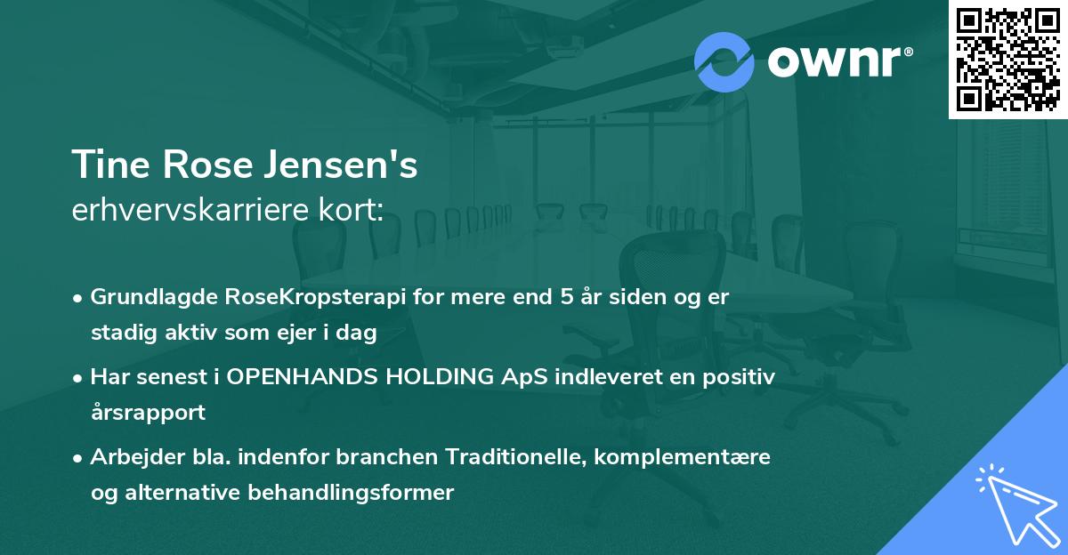Tine Rose Jensen's erhvervskarriere kort