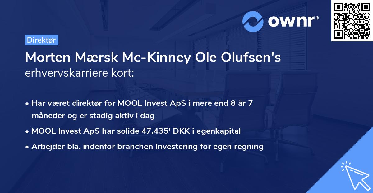Morten Mærsk Mc-Kinney Ole Olufsen's erhvervskarriere kort