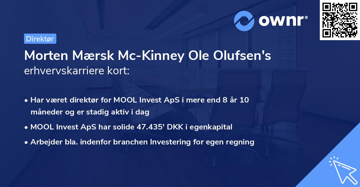 Morten Mærsk Mc-Kinney Ole Olufsen's erhvervskarriere kort