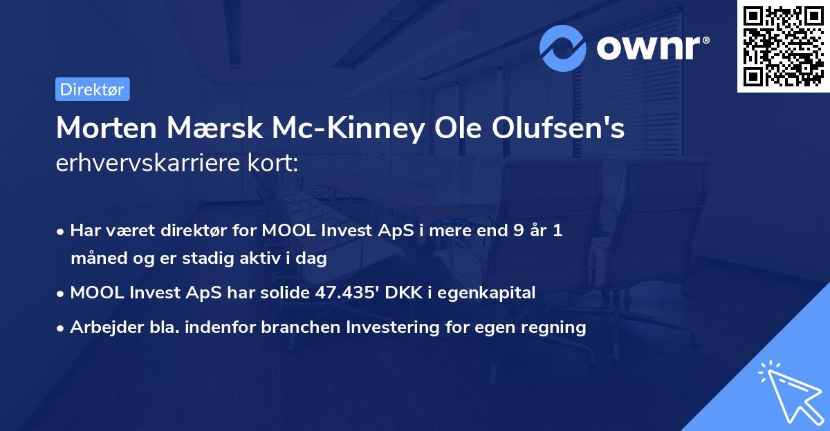 Morten Mærsk Mc-Kinney Ole Olufsen's erhvervskarriere kort